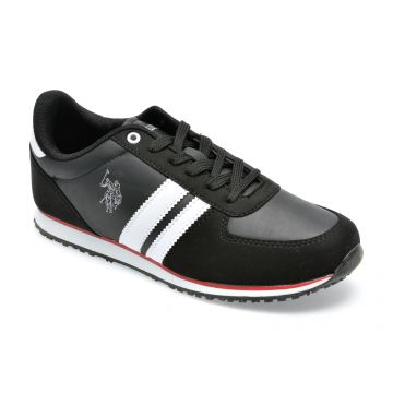 Pantofi sport US POLO ASSN negri, PLUS2PR, din piele ecologica