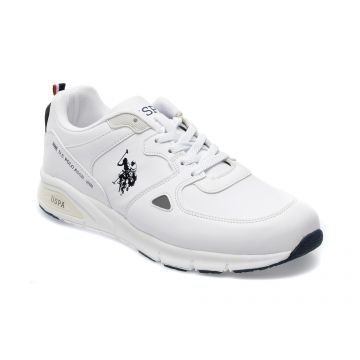 Pantofi sport US POLO ASSN albi, VANC2PR, din piele ecologica