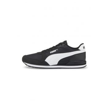 Pantofi sport unisex de piele ecologica si material textil ST Runner v3 - Alb/Negru