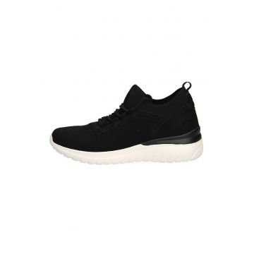 Pantofi sport slip-on din plasa cu insertii din piele intoarsa