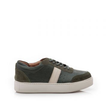 Pantofi sport barbati din piele naturala Leofex - 523 Verde Box Velur