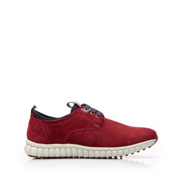Pantofi sport barbati din piele naturala, Leofex - 942 visiniu velur Pantofi sport barbati din piele naturala, Leofex - 942 visiniu velur