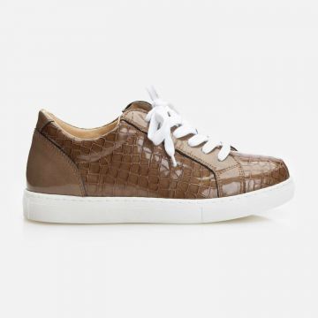 Sneakers dama din piele naturala, Leofex - 499 Caffe Lac