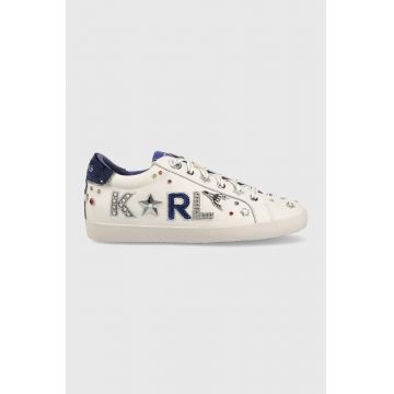 Karl Lagerfeld sneakers din piele KL60118 SKOOL culoarea alb