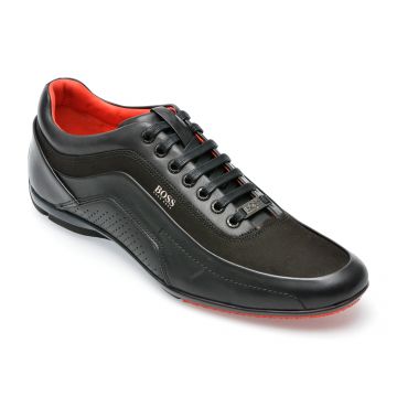 Pantofi sport BOSS negri, 9534, din piele naturala