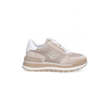 Pantofi sport cu garnituri de piele intoarsa si logo
