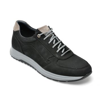 Pantofi sport OTTER negri, E22131, din nabuc