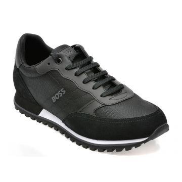 Pantofi sport HUGO BOSS negri, 152, din material textil si piele naturala