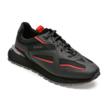 Pantofi sport HUGO BOSS negri, 463, din material textil si piele ecologica