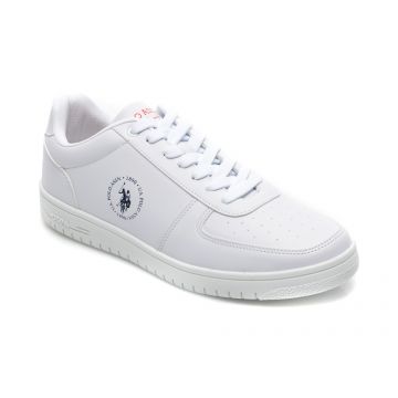 Pantofi sport US POLO ASSN albi, DIMLER, din piele ecologica