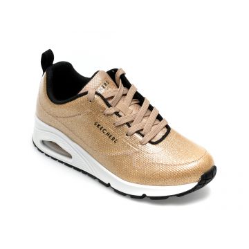 Pantofi sport SKECHERS aurii, UNO, din piele ecologica