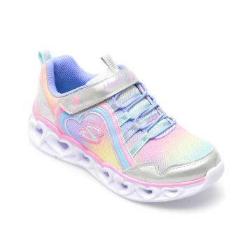 Pantofi sport SKECHERS multicolor, HEART LIGHTS, din material textil si piele ecologica