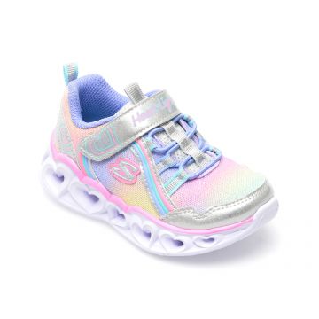 Pantofi sport SKECHERS multicolor, HEART LIGHTS, din material textil si piele ecologica