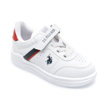 Pantofi sport US POLO ASSN albi, BERJR2P, din piele ecologica