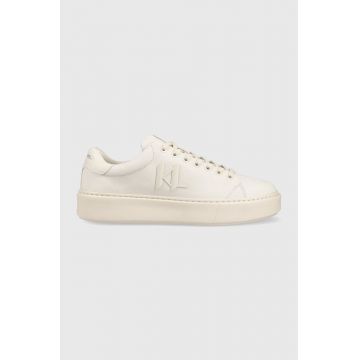 Karl Lagerfeld sneakers din piele MAXI KUP culoarea bej, KL52217