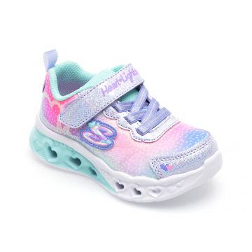 Pantofi sport SKECHERS mov, FLUTTER HEART LIGHTS, din material textil si piele ecologica