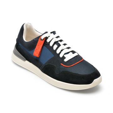 Pantofi sport CLARKS bleumarin, RACELITE TOR-I, din material textil si piele intoarsa