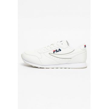 Pantofi sport de piele ecologica cu logo brodat Orbit Low - Alb optic