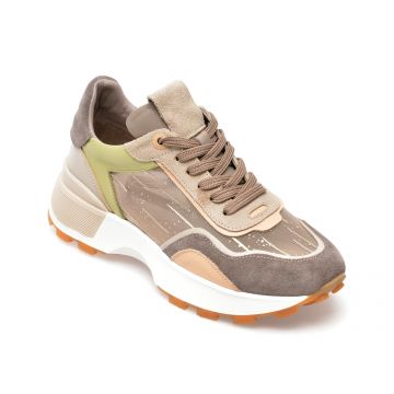 Pantofi sport EPICA bej, 4597750, din material textil si piele intoarsa