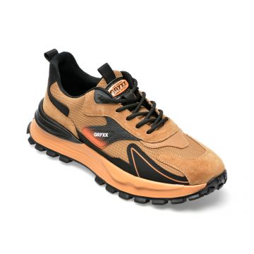 Pantofi sport GRYXX maro, 22010, din piele naturala si material textil