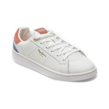 Pantofi sport PEPE JEANS albi, LS31467, din piele ecologica