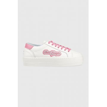 Chiara Ferragni sneakers din piele Tennis Low culoarea alb, CF TENNIS LOW