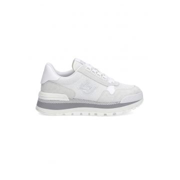 Pantofi sport cu garnituri de piele intoarsa si logo