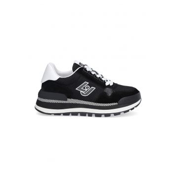 Pantofi sport cu garnituri de piele intoarsa si logo