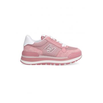 Pantofi sport cu garnituri de piele intoarsa si logo