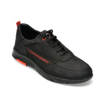 Pantofi sport OTTER negri, CASP15, din nabuc