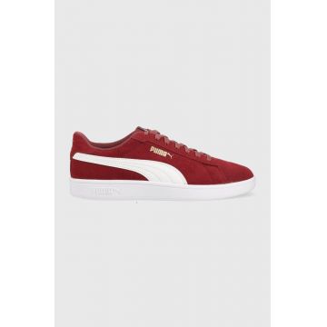 Puma sneakers din piele intoarsă PUMA Smash 3.0 culoarea bordo