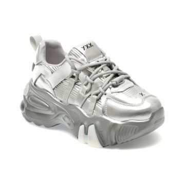 Pantofi GRYXX argintii, 8303, din piele naturala