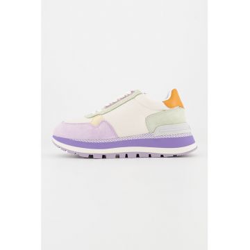 Pantofi sport colorblock cu garnituri de piele intoarsa