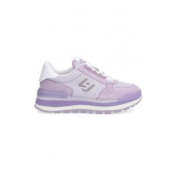 Pantofi sport cu garnituri de piele intoarsa si logo