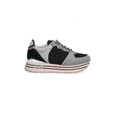 Pantofi sport cu model si garnituri de piele