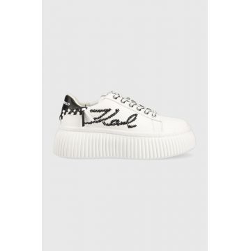 Karl Lagerfeld sneakers din piele KREEPER LO culoarea alb, KL42372