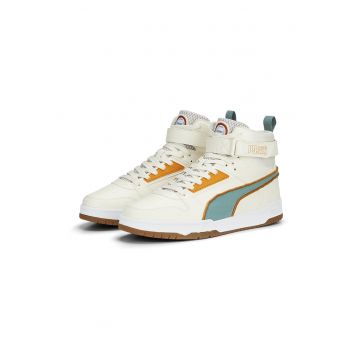Pantofi sport mid-high unisex Game Retro - Portocaliu/Alb murdar/Verde persan