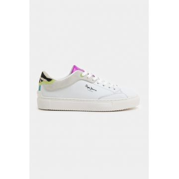 Pantofi sport de piele si piele intoarsa cu detalii contrastante