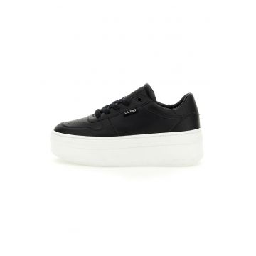 Pantofi sport flatform de piele si piele ecologica cu perforatii