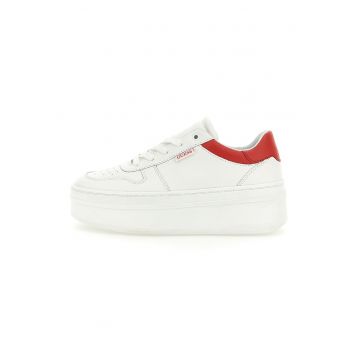 Pantofi sport flatform de piele si piele ecologica cu perforatii