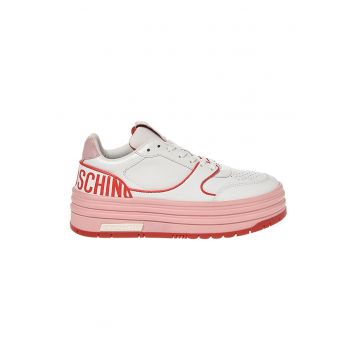 Pantofi sport flatform din piele cu detalii perforate