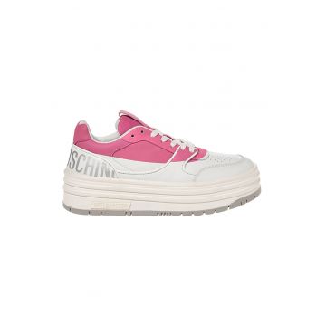 Pantofi sport flatform din piele cu model colorblock