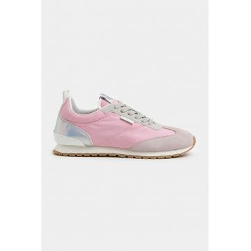 Pantofi sport low cut cu garnituri de piele intoarsa