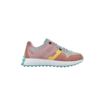 Pantofi sport colorblock de piele intoarsa