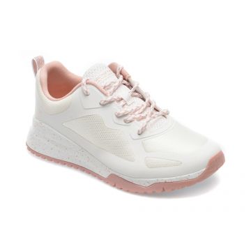 Pantofi SKECHERS albi, BOBS SQUAD 3, din material textil