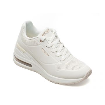 Pantofi SKECHERS albi, MILLION AIR, din piele ecologica