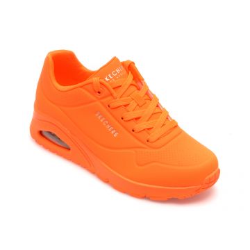 Pantofi SKECHERS portocalii, UNO, din piele ecologica