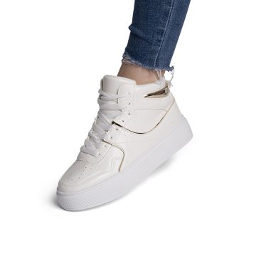 Sneakers dama Albi din piele ecologica cu insertii aurii Bonnie Marimea 36