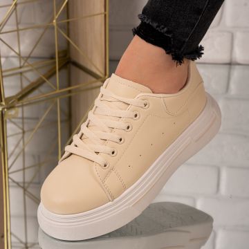 Sneakers dama din piele ecologica Bej Amber Marimea 36