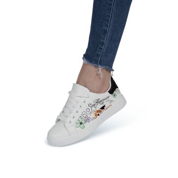 Sneakers dama din piele ecologica cu model pictat Negri Marisa Marimea 40